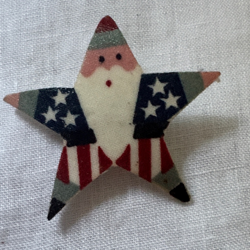 Patriotic Star Santa Pin - Red, White & Blue